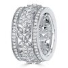White Sapphire Floral Eternity Band Ring in Sterling Silver - 2.14 CT. TW.