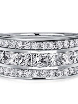 Princess Cut Half Eternity Sterling Silver Wedding Band Anniversary Ring - 1.80 CT. TW.