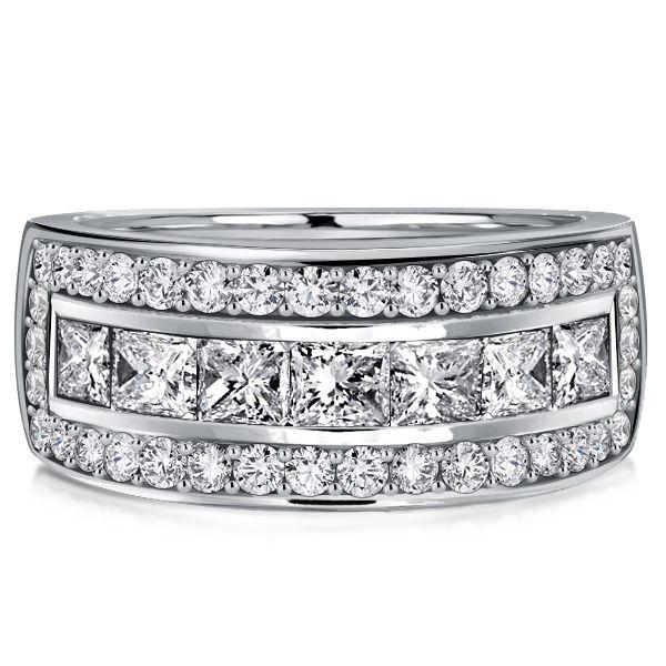Princess Cut Half Eternity Sterling Silver Wedding Band Anniversary Ring - 1.80 CT. TW.