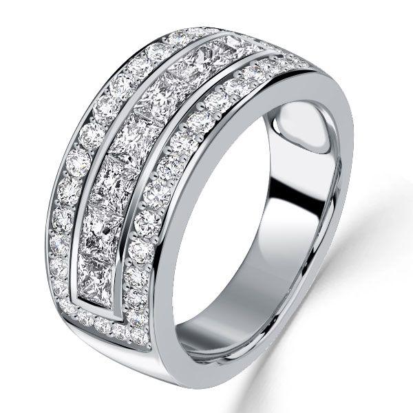 Princess Cut Half Eternity Sterling Silver Wedding Band Anniversary Ring - 1.80 CT. TW.