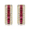 Ruby Hoop Earrings for Women - Invisible Setting, 18K Gold Plated Sterling Silver