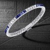 Blue & White Sapphire Princess Cut Sterling Silver Bracelet - Wedding Jewelry