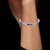 Blue & White Sapphire Princess Cut Sterling Silver Bracelet - Wedding Jewelry