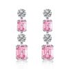 Emerald & Pink Sapphire Drop Earrings in Sterling Silver