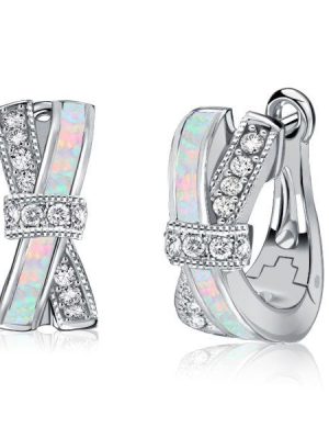 Opal Knot Hoop Earrings - Sterling Silver Opal Jewelry