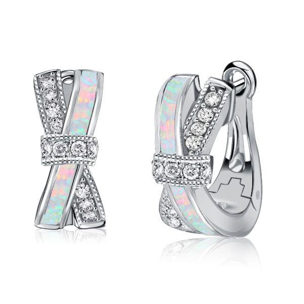 Opal Knot Hoop Earrings - Sterling Silver Opal Jewelry