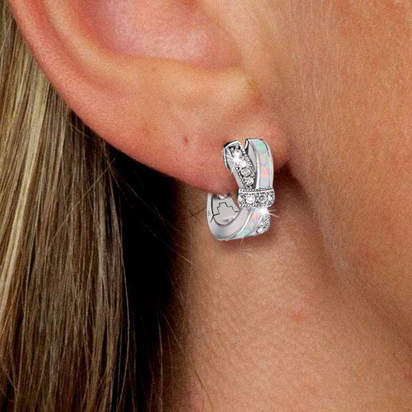 Opal Knot Hoop Earrings - Sterling Silver Opal Jewelry
