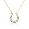 Sterling Silver White Sapphire Horseshoe Necklace with Adjustable Chain