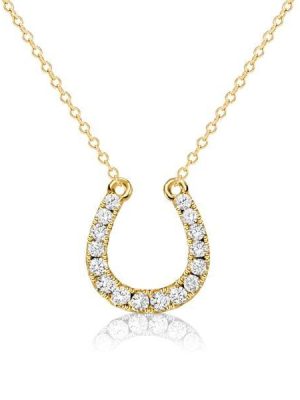 Sterling Silver White Sapphire Horseshoe Necklace with Adjustable Chain