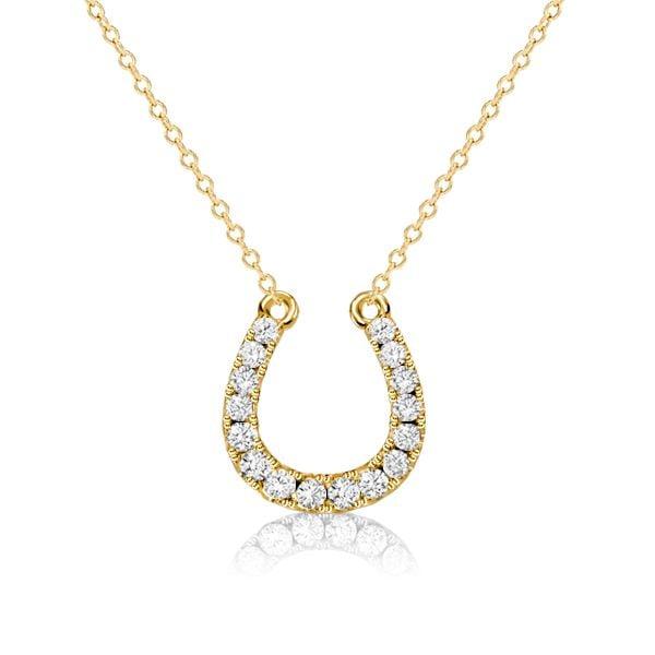 Sterling Silver White Sapphire Horseshoe Necklace with Adjustable Chain