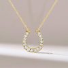 Sterling Silver White Sapphire Horseshoe Necklace with Adjustable Chain