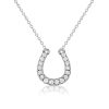 Sterling Silver White Sapphire Horseshoe Necklace with Adjustable Chain