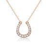 Sterling Silver White Sapphire Horseshoe Necklace with Adjustable Chain