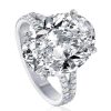 Oval Created White Sapphire Bridal Set - Sterling Silver Split Shank Wedding Rings