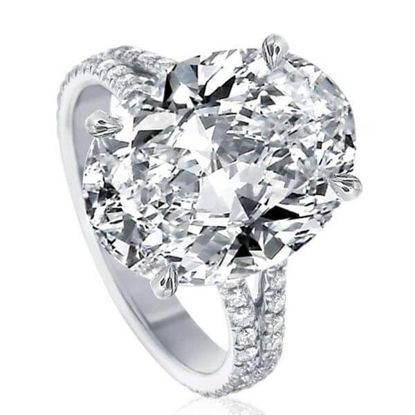 Oval Created White Sapphire Bridal Set - Sterling Silver Split Shank Wedding Rings