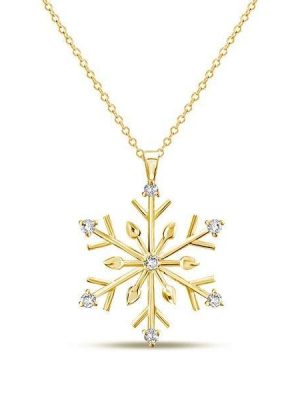Sterling Silver Snowflake Necklace for Women | Rhodium Plated Christmas Jewelry