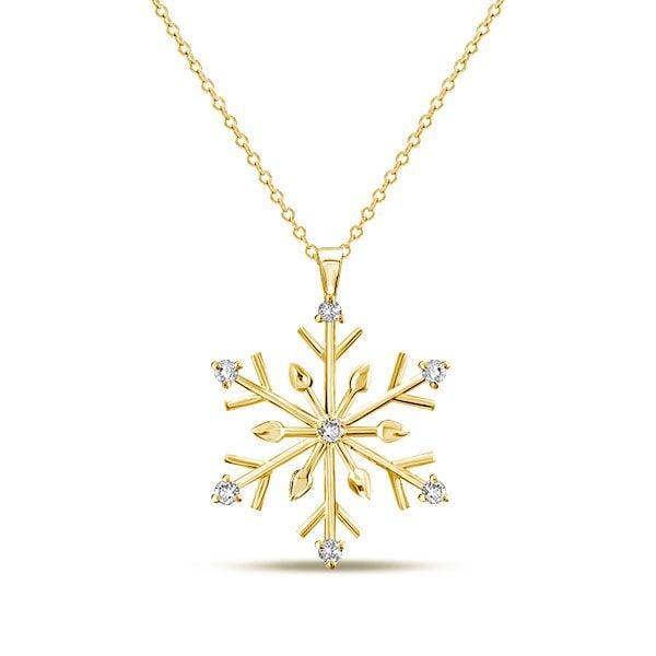 Sterling Silver Snowflake Necklace for Women | Rhodium Plated Christmas Jewelry