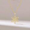 Sterling Silver Snowflake Necklace for Women | Rhodium Plated Christmas Jewelry