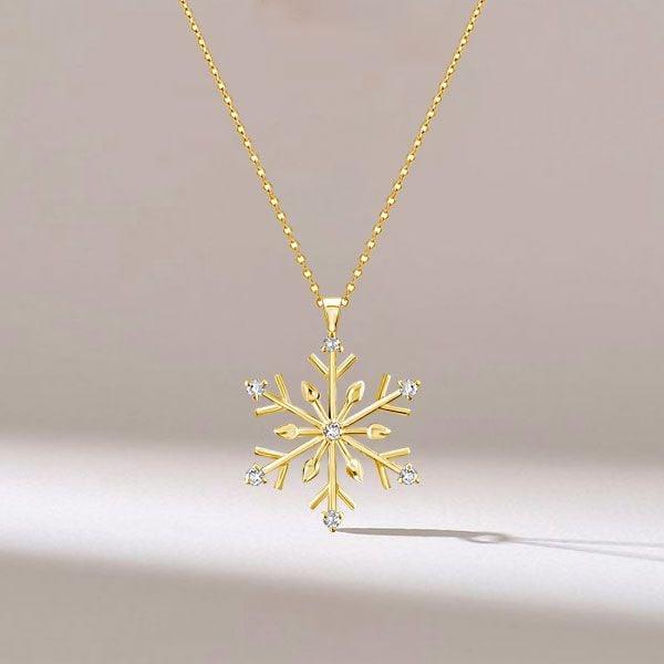 Sterling Silver Snowflake Necklace for Women | Rhodium Plated Christmas Jewelry