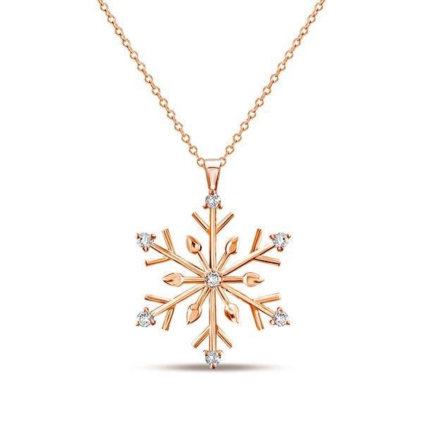 Sterling Silver Snowflake Necklace for Women | Rhodium Plated Christmas Jewelry