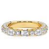 Emerald & White Sapphire 3-Sided Band Ring - 18K Gold Plated Sterling Silver