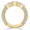 Emerald & White Sapphire 3-Sided Band Ring - 18K Gold Plated Sterling Silver
