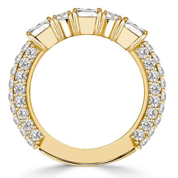 Emerald & White Sapphire 3-Sided Band Ring - 18K Gold Plated Sterling Silver