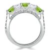 Peridot and White Round Half Eternity Wedding Band in Sterling Silver