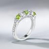 Peridot and White Round Half Eternity Wedding Band in Sterling Silver