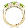 Peridot and White Round Half Eternity Wedding Band in Sterling Silver