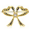 Vintage Inspired Blue & White Bow Brooch - Sterling Silver Plated