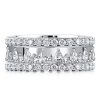 Triple Row Stackable Band Set - Round & Pear Cut Simulated Diamond, 925 Sterling Silver