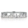Triple Row Stackable Band Set - Round & Pear Cut Simulated Diamond, 925 Sterling Silver