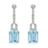Sterling Silver Emerald Cut Aquamarine Drop Earrings for Women | Rhodium Plated