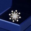 Antique Style Star Brooch, Two-Tone 925 Sterling Silver Plated, Round Cut Accents