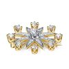 Antique Style Star Brooch, Two-Tone 925 Sterling Silver Plated, Round Cut Accents