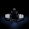 Black Sapphire Pear Cut Engagement Ring for Women in 925 Sterling Silver