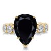 Black Sapphire Pear Cut Engagement Ring for Women in 925 Sterling Silver