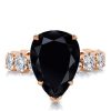 Black Sapphire Pear Cut Engagement Ring for Women in 925 Sterling Silver