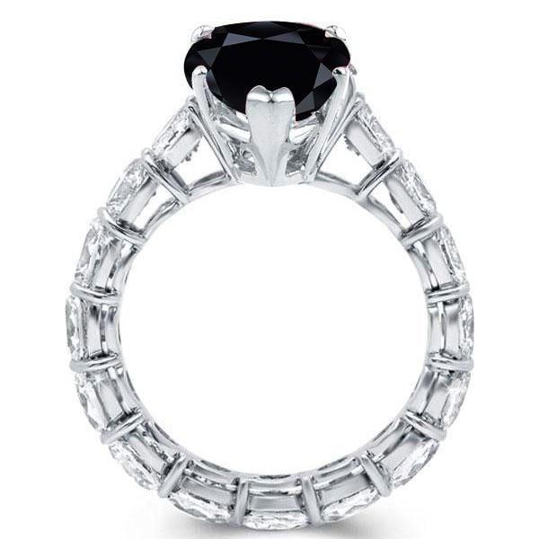 Black Sapphire Pear Cut Engagement Ring for Women in 925 Sterling Silver