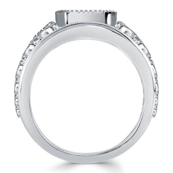 Asscher Cut Blue Sapphire Art Deco Cocktail Ring in Sterling Silver