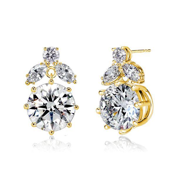 Sterling Silver Round Cut Drop Earrings - Vintage Style