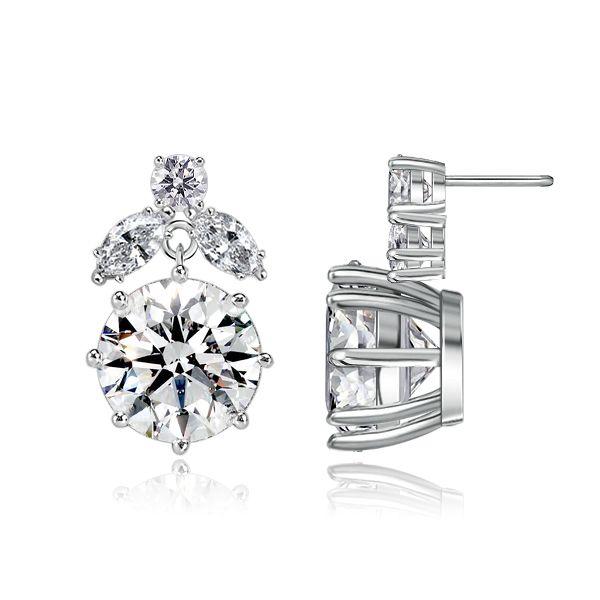 Sterling Silver Round Cut Drop Earrings - Vintage Style