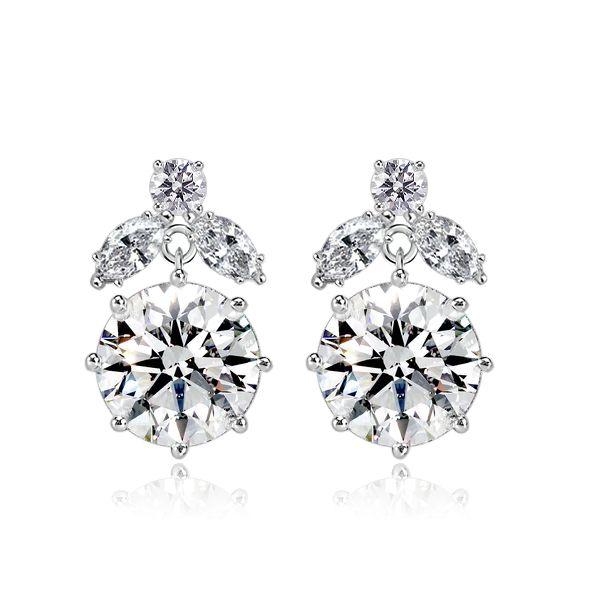 Sterling Silver Round Cut Drop Earrings - Vintage Style