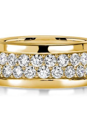 Golden Eternity Wedding Band - Micro Pave CZ - 18K Gold Plated Sterling Silver