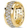Golden Eternity Wedding Band - Micro Pave CZ - 18K Gold Plated Sterling Silver