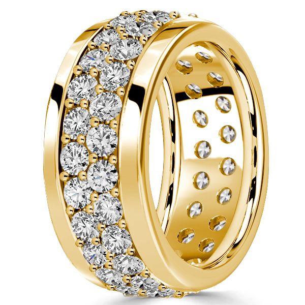 Golden Eternity Wedding Band - Micro Pave CZ - 18K Gold Plated Sterling Silver