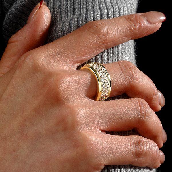 Golden Eternity Wedding Band - Micro Pave CZ - 18K Gold Plated Sterling Silver