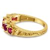 Five Stone Antique Cushion Cut Ruby Wedding Band in 18K Gold Plated Sterling Silver