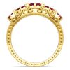Five Stone Antique Cushion Cut Ruby Wedding Band in 18K Gold Plated Sterling Silver